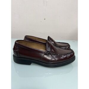 Nunn Bush Men's size 10W Burgundy Leather Penny Loafers Slip On Dress